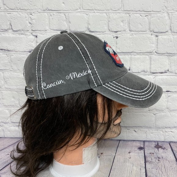 Cancun Mexico Hat Cap Strap Back Faded Gray Dive Yacht Club Patch One Size Beach - Picture 4 of 10